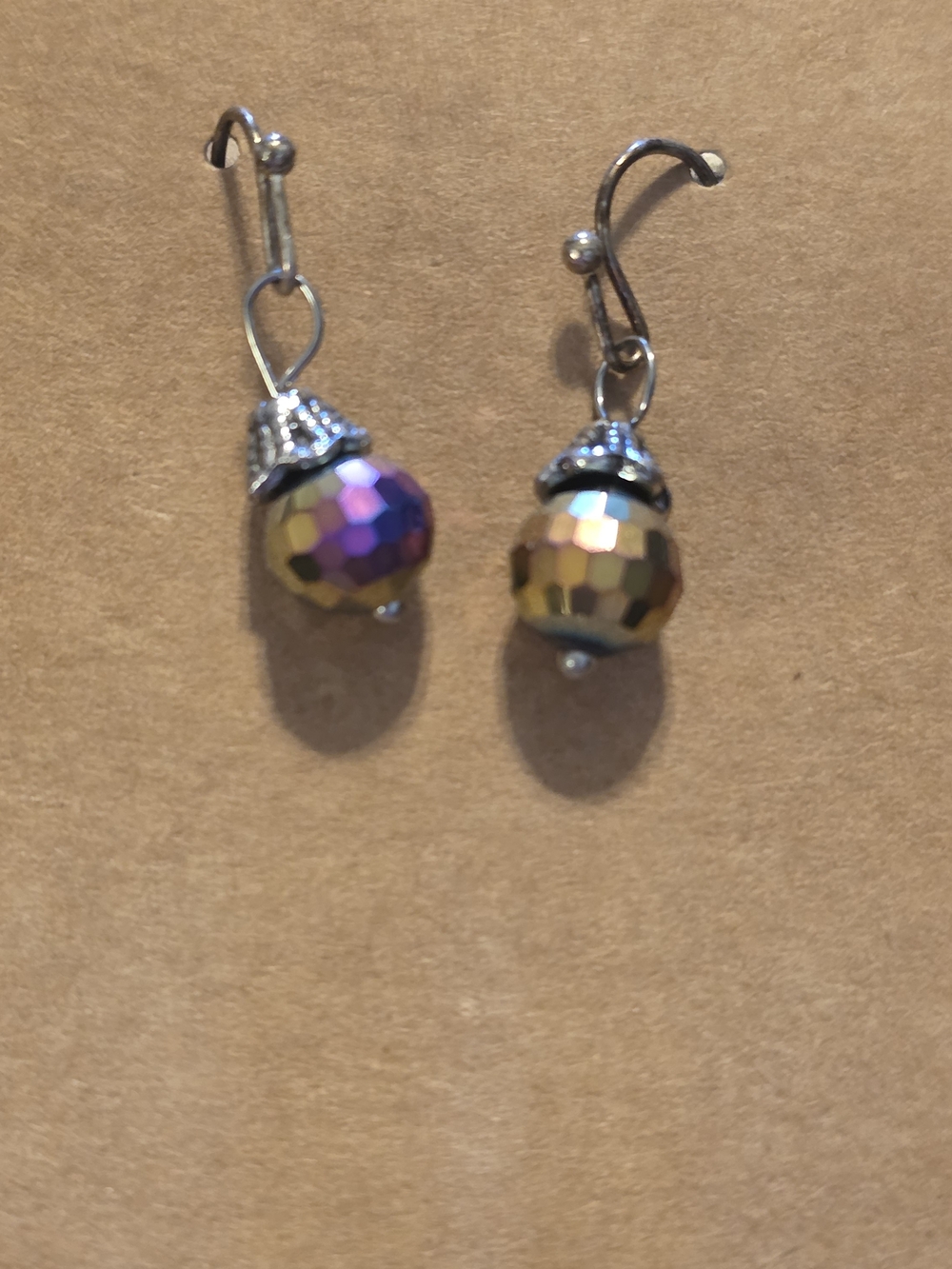 Iridescent Multicolor Faceted Bead Drop Earrings - Women Jewelry